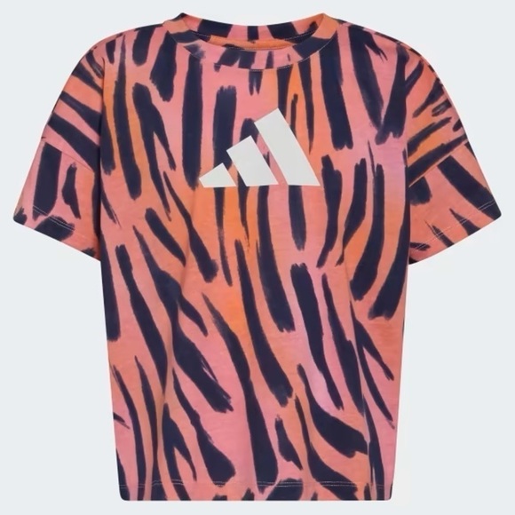 ADIDAS GIRL’S LOGO ALLOVER PRINT TEE - Picture 1 of 8